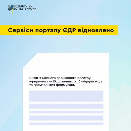 Сервіси порталу ЄДР відновлено!